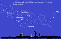 Andromeda, Andromeda Galaxie, Perseus, Kassiopeia im Oktober